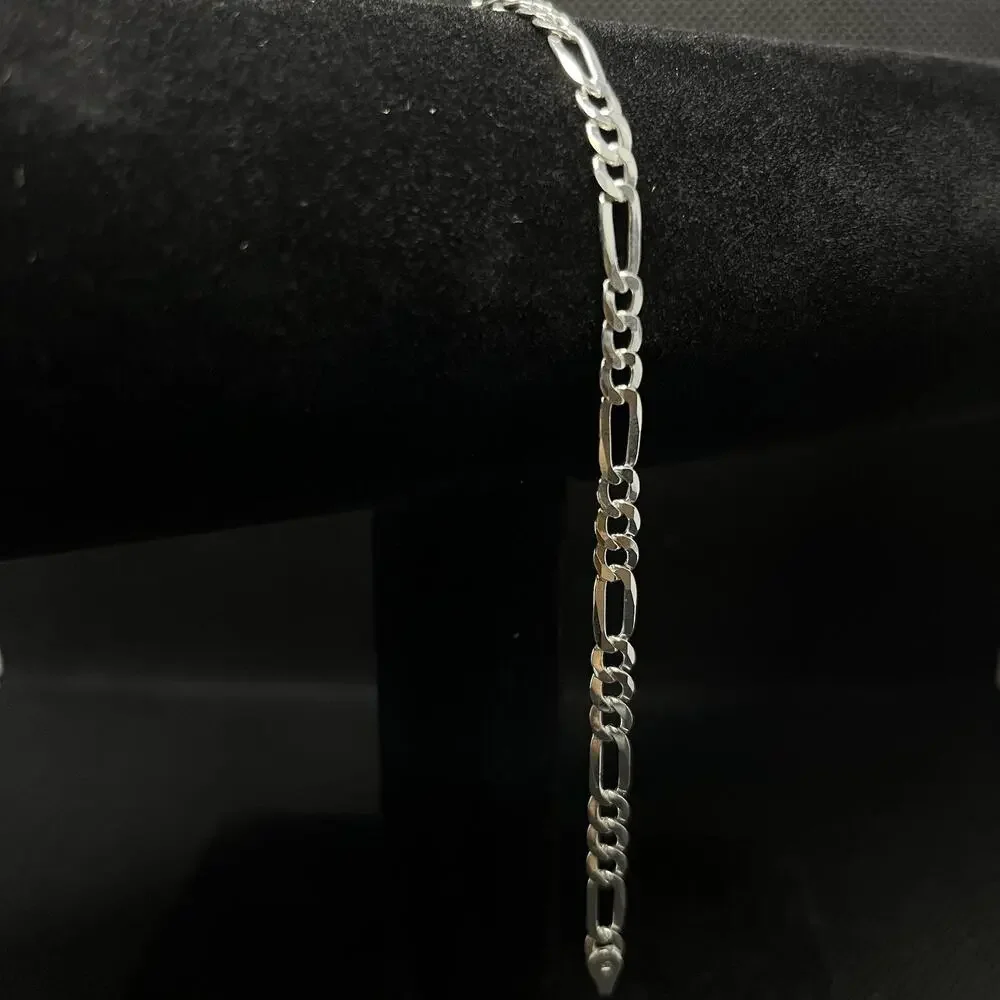 Esclava De Plata 925 Con Tejido Figaro,925 Silver Bracelet 8 Inch